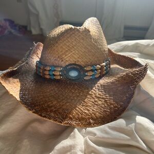 S/M Western Straw Hat with Beaded Band